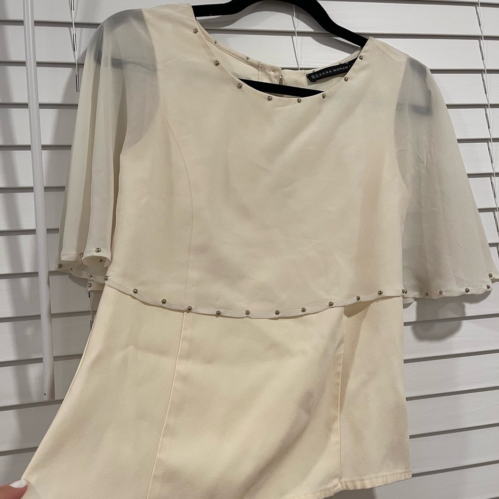 ZARA white blouse with studs, size XS/S